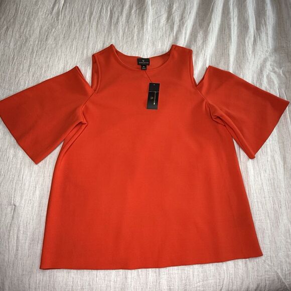 NEW Worthington Woman's Knit Blouse Orange Cold Shoulder 3/4 Sleeve Size Medium - Picture 4 of 16